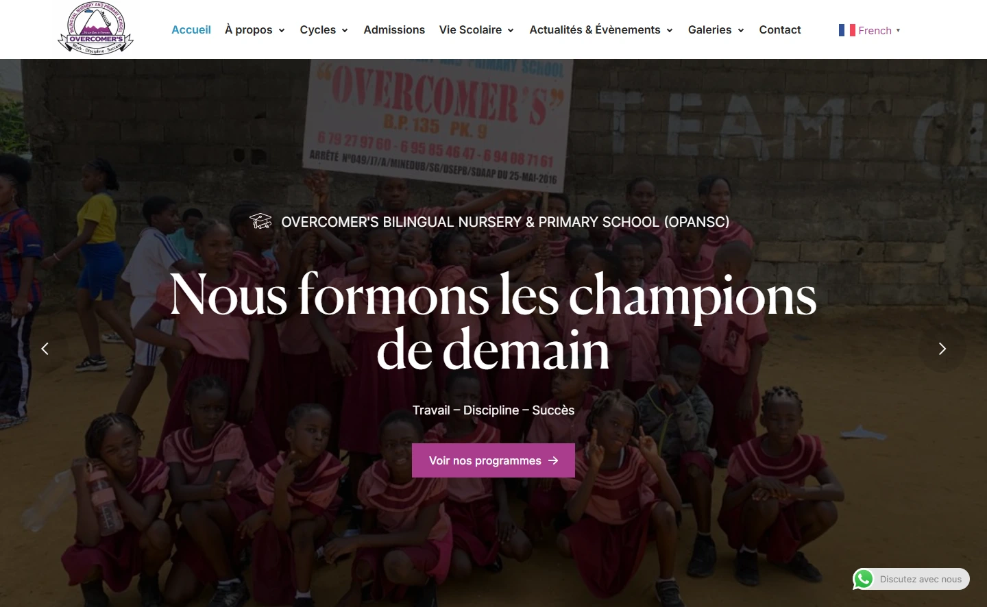 Overcomers — Page d’accueil sur ordinateur
