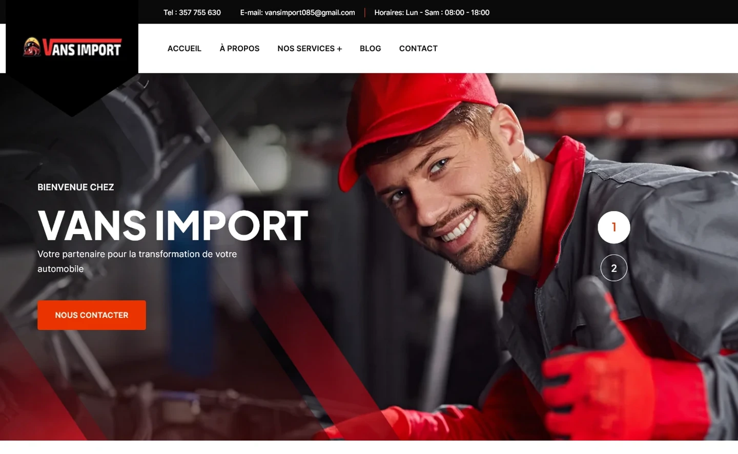 Vans Import — Desktop homepage