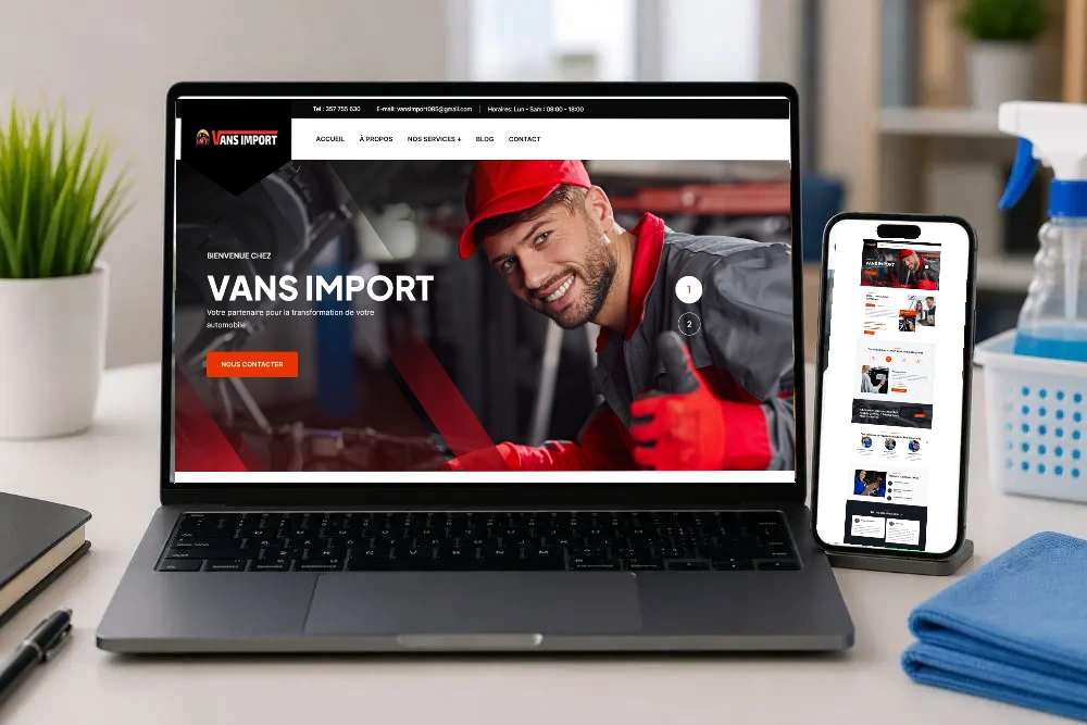 Vans Import — The project on desktop and phone