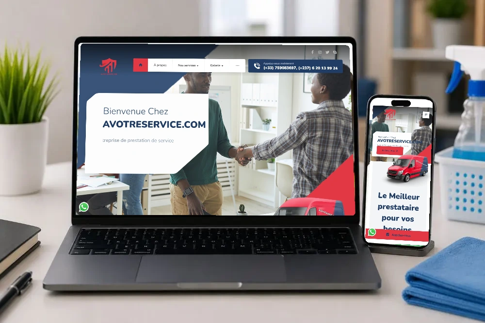 A votre service.com website in desktop and phone devices