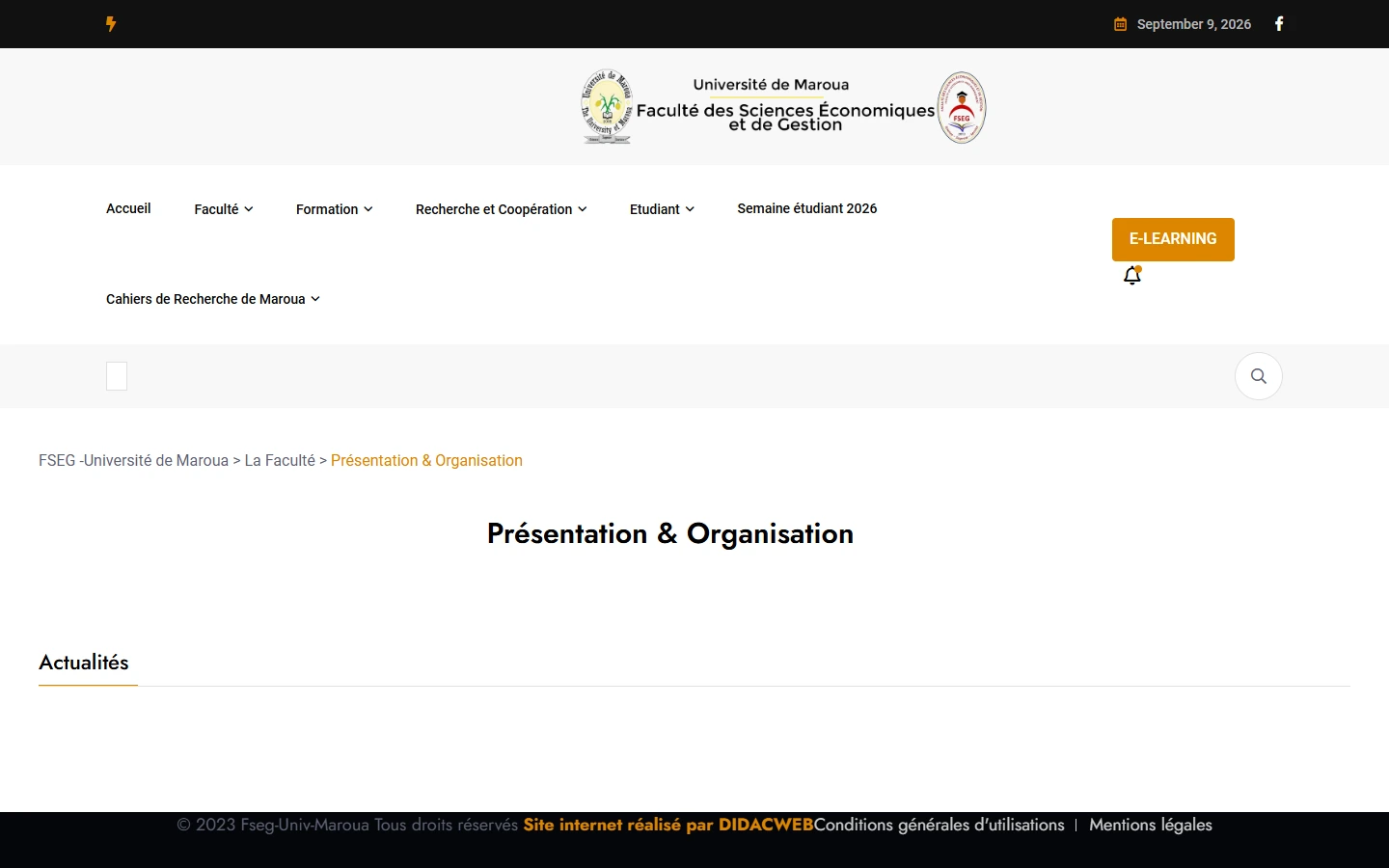 Présentation de la faculté sur ordinateur